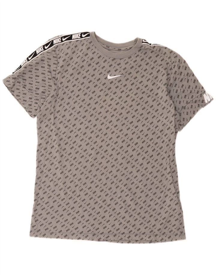 Ανδρικό γραφικό μπλουζάκι Nike, Βαμβακερό μεσαίο γκρι με στίγματα