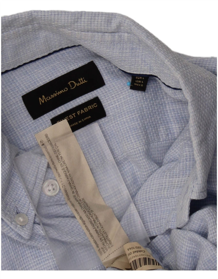 Ανδρικό πουκάμισο Massimo Dutti, μεγάλο μπλε βαμβακερό