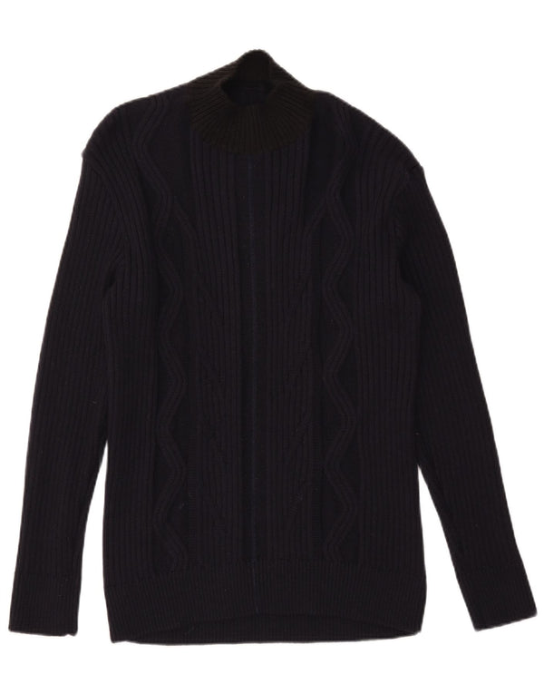 Vintage ανδρικό πουλόβερ με λαιμό χελώνα Μεγάλο μπλε ναυτικό χρώμα