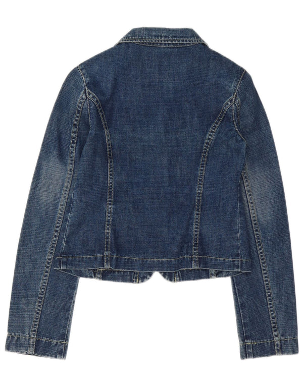 Μπουφάν Benetton Girls με 2 κουμπιά τζιν μπλέιζερ 11-12 ετών XL μπλε βαμβακερό