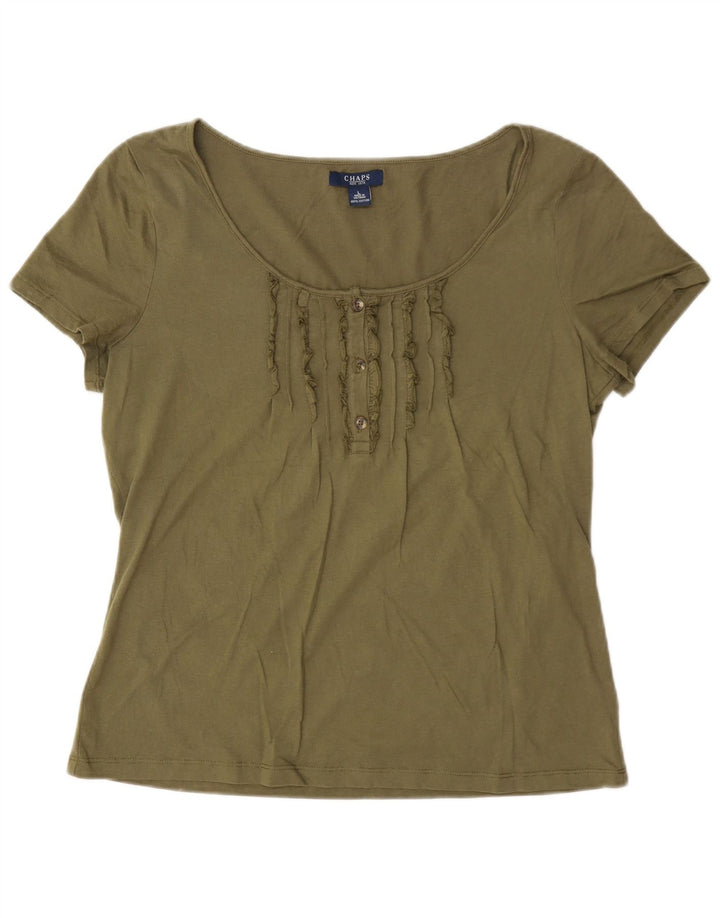 Chaps Γυναικείο T-Shirt Top UK 16 Large Khaki Cotton