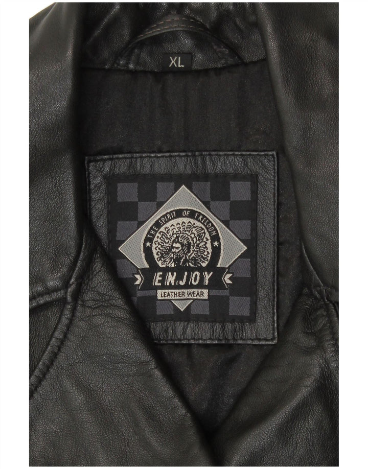 ENJOY Γυναικείο Δερμάτινο Μπουφάν UK 18 XL Μαύρο