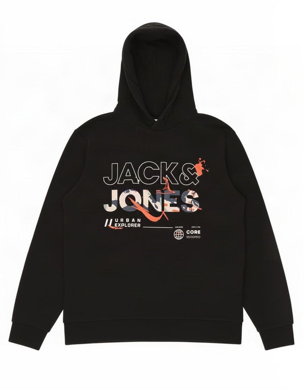 Jack & Jones Ανδρικό γραφικό κουκούλα Jumper XL Μαύρο βαμβακερό