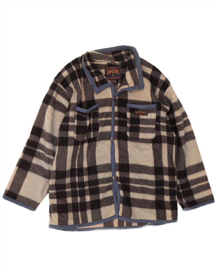 Rip Curl Ανδρικό Fleece Jacket UK 40 Large Beige Check Polyester