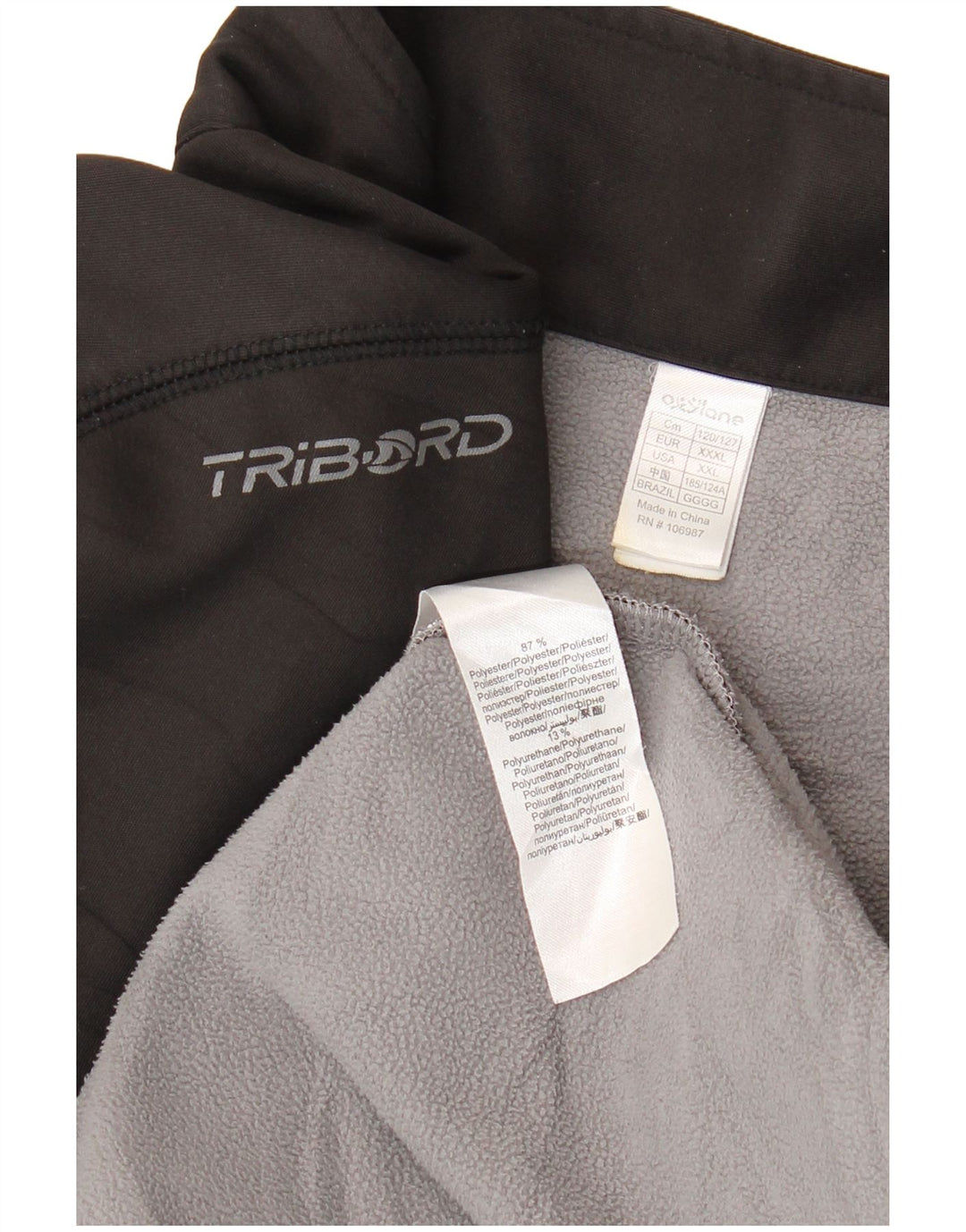 Ανδρικό φούτερ με φερμουάρ TRIBORD 3XL μαύρο πολυεστέρα
