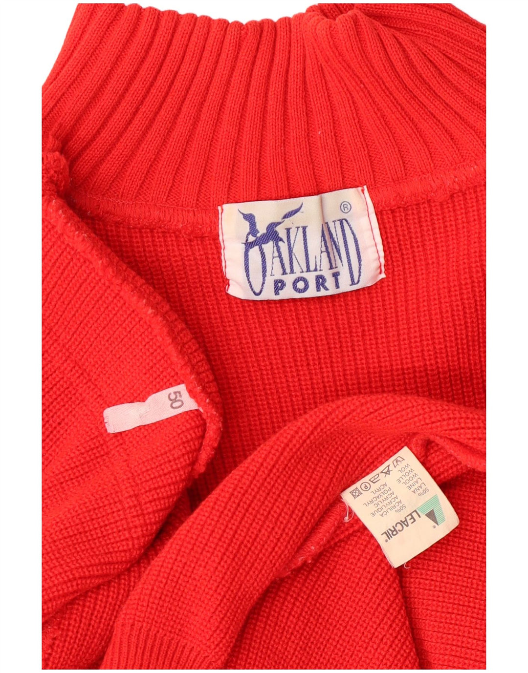 Vintage Ανδρικό πουλόβερ με λαιμόκοψη IT 50 μεσαίου κόκκινου μαλλί