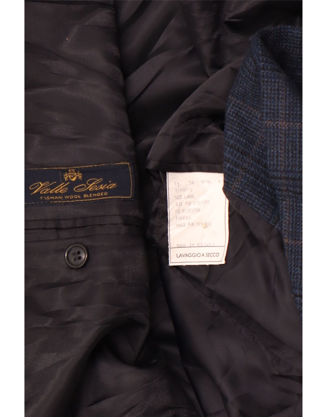 VALLE LESIA Ανδρικό σακάκι σακάκι με 3 κουμπιά IT 54 2XL Navy Blue Houndstooth