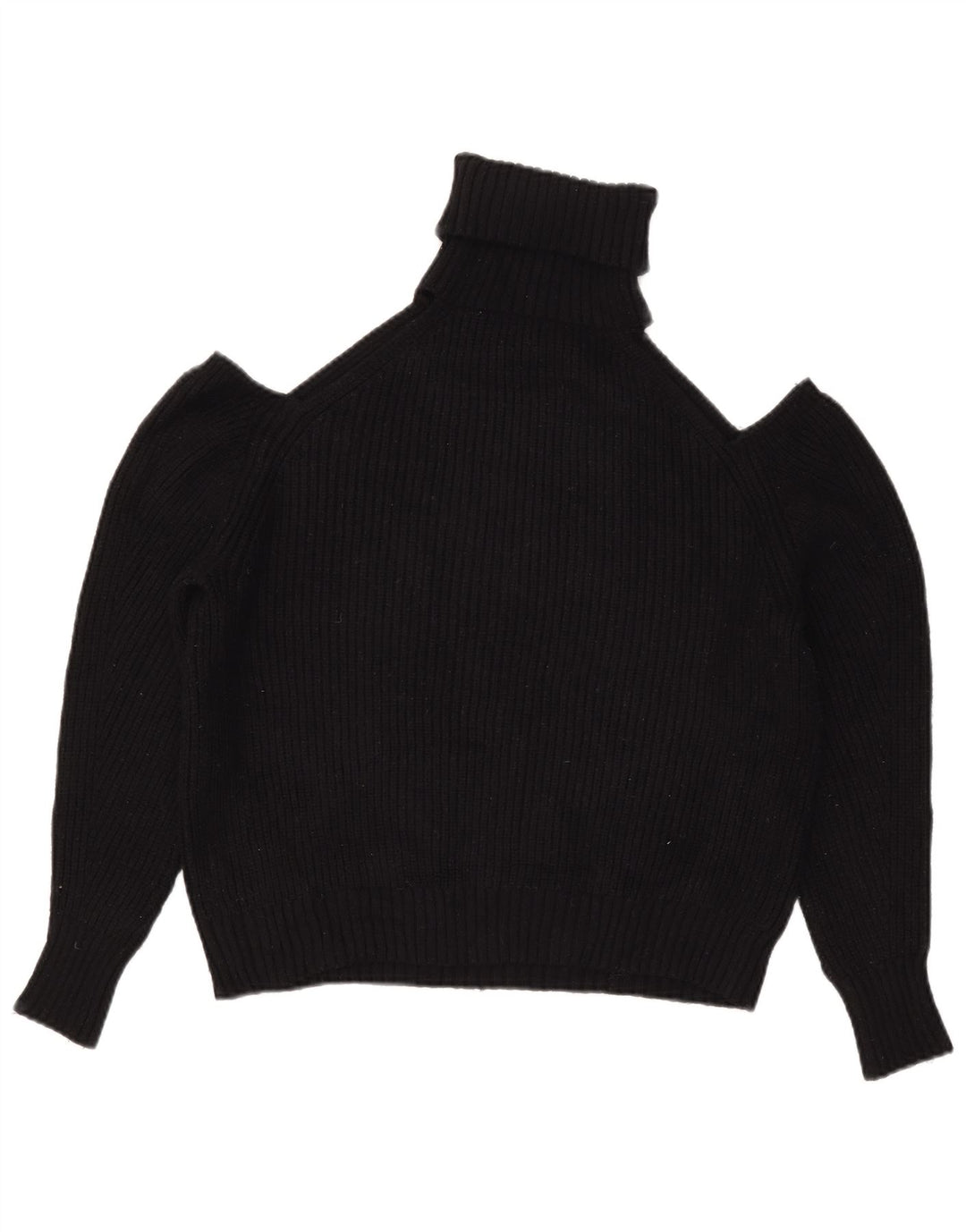 Γυναικείο Zara Off Shoulder Roll Neck πουλόβερ UK 14 Medium Black