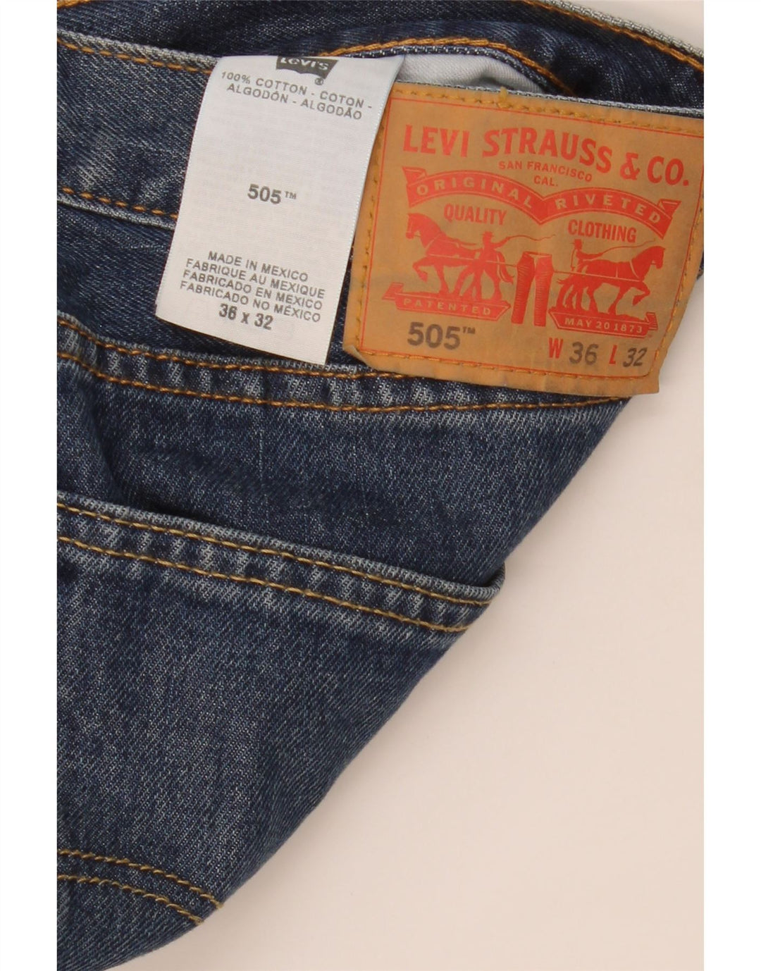 Levi's Mens 505 Straight Jeans W36 L32 Μπλε Βαμβακερό