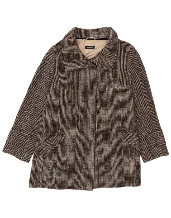Massimo Dutti Γυναικείο Πανωφόρι EU 42 Μεγάλο Γκρι Μαλλί ψαροκόκαλο