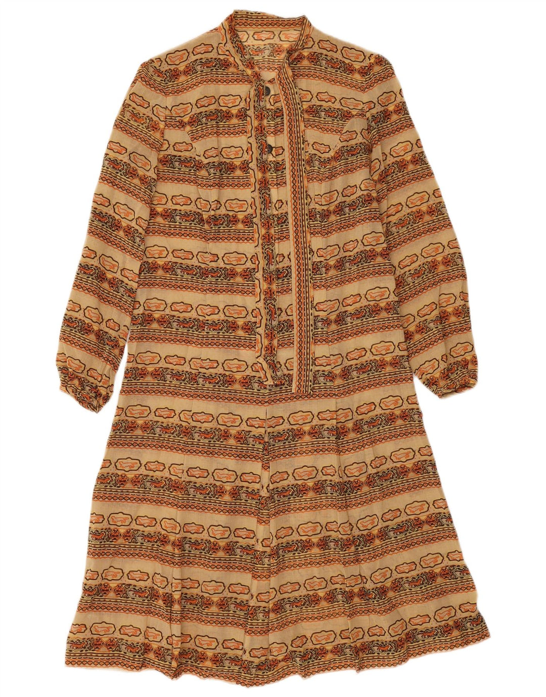 Vintage γυναικείο φόρεμα A-Line UK 12 Medium πολύχρωμο Fair Isle