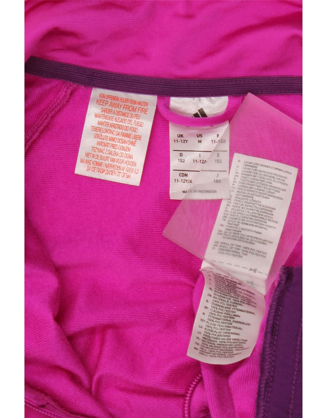 Κορίτσια αθλητική φόρμα ADIDAS Top μπουφάν 11-12 ετών Pink Colourblock Polyester