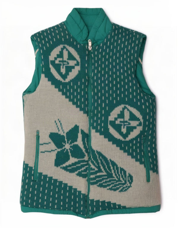 Ανδρικά Vintage Graphic Reversible Gilet UK 38 Medium Turquoise Floral