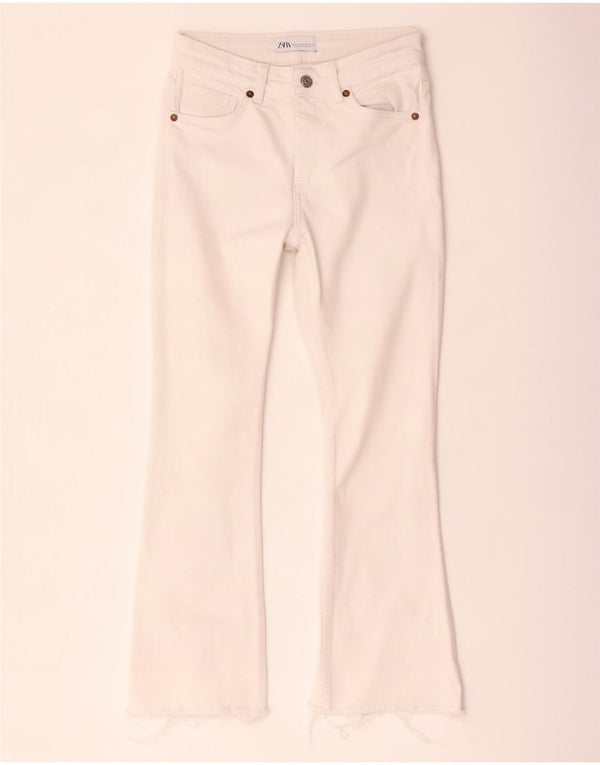 Zara Womens Flared Jeans EU 36 W26 L24 White Cotton