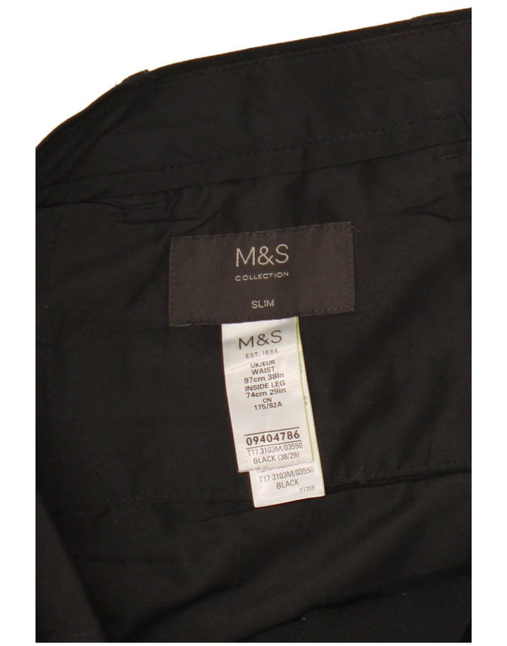 Marks & Spencer Ανδρικό Slim παντελόνι Chino W38 L29 Μαύρο Πολυεστέρας