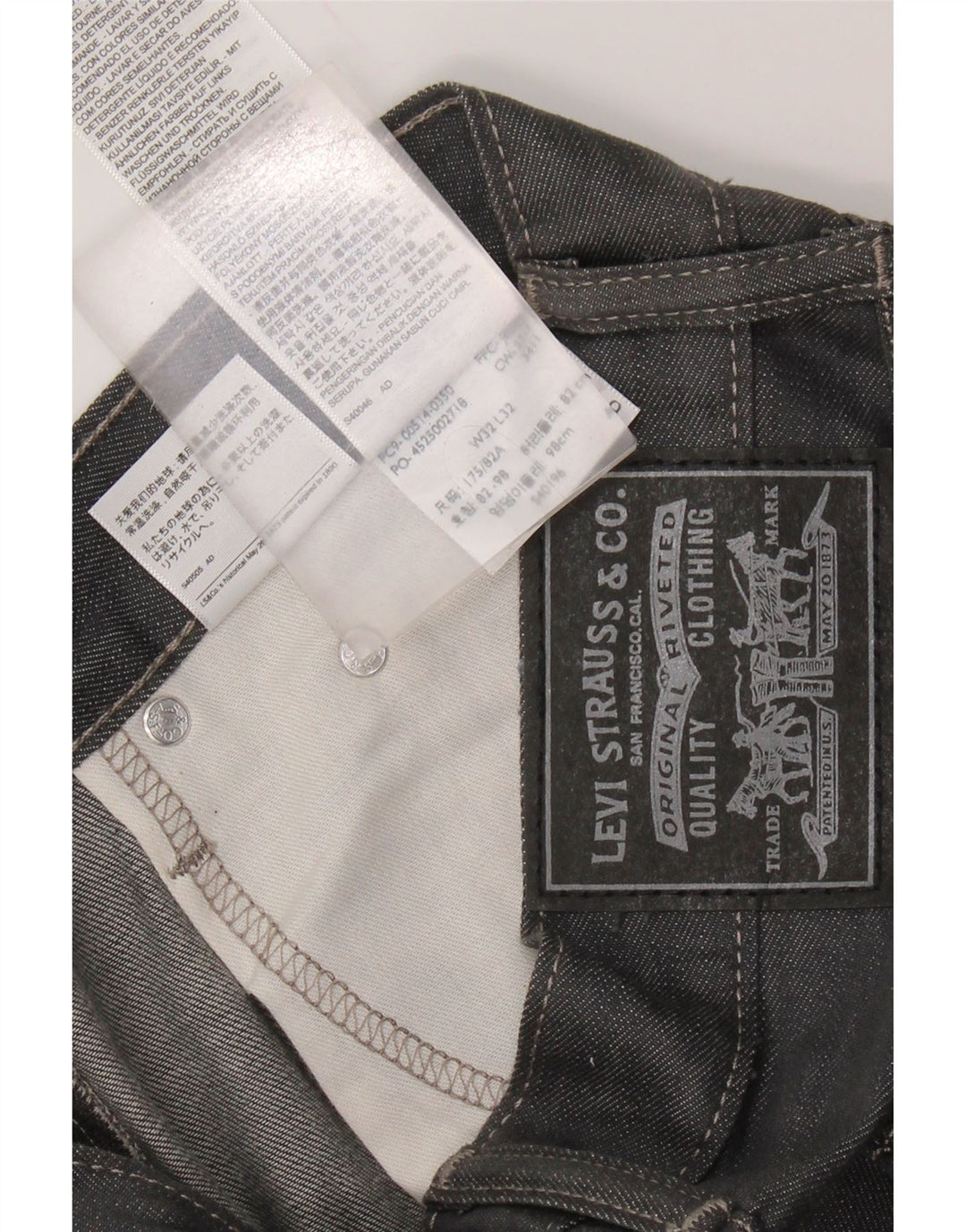 Ανδρικό τζιν LEVI'S ίσιο W32 L32 Γκρι βαμβακερό