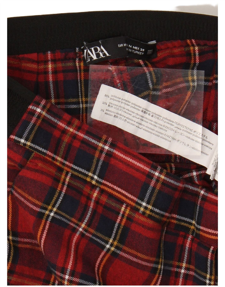 Zara Γυναικείο Skinny παντελόνι Chino Medium W28 L26 Red Check Polyester