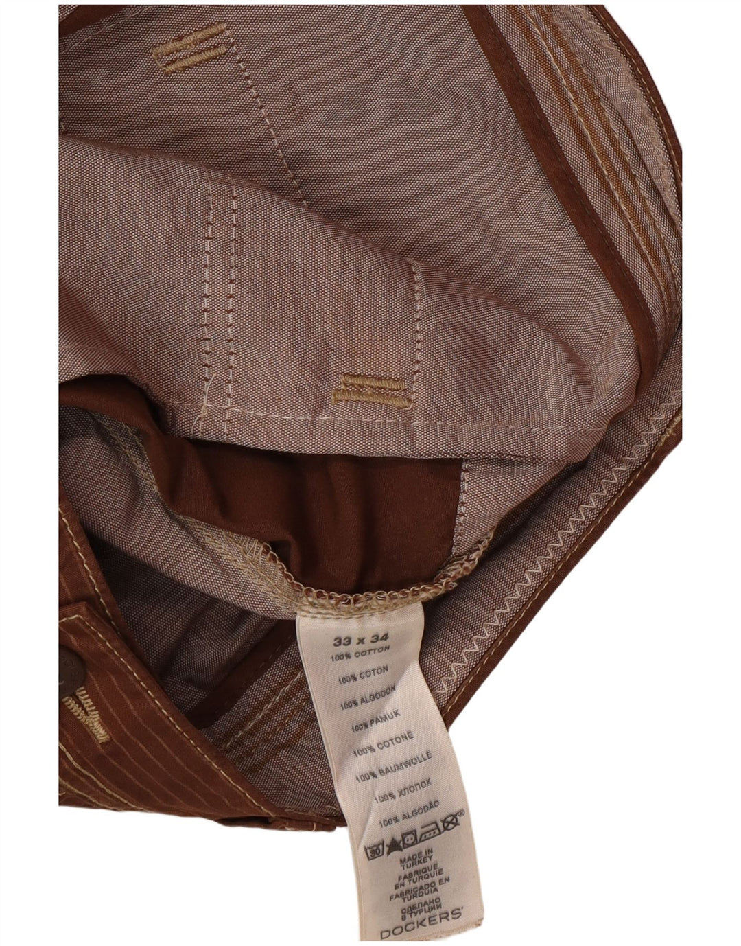 DOCKERS Ανδρικό παντελόνι Chino με λεπτή εφαρμογή W34 L34 Καφέ Pinstripe Classic