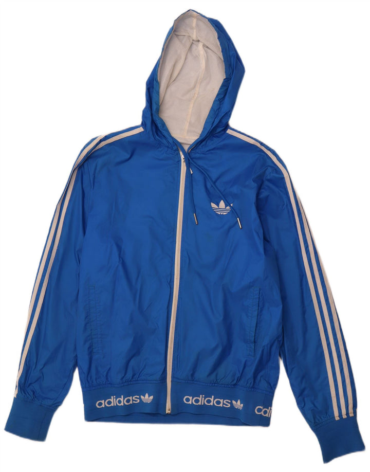 Ανδρικό μπουφάν βροχής με κουκούλα ADIDAS UK 38 Medium Blue Nylon