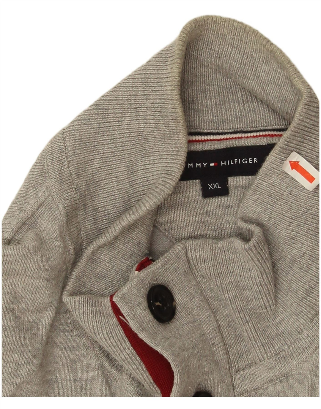 Tommy Hilfiger Ανδρικό πουλόβερ με λαιμό 2XL γκρι βαμβακερό