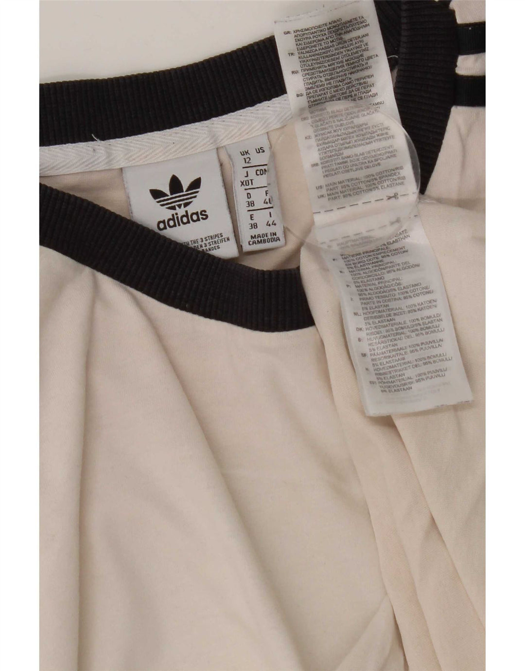 Adidas Γυναικείο T-Shirt Top UK 12 Μεσαίο λευκό βαμβακερό