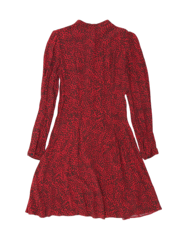 WAREHOUSE Γυναικείο Πουκάμισο Φόρεμα UK 8 Small Red Animal Print Viscose