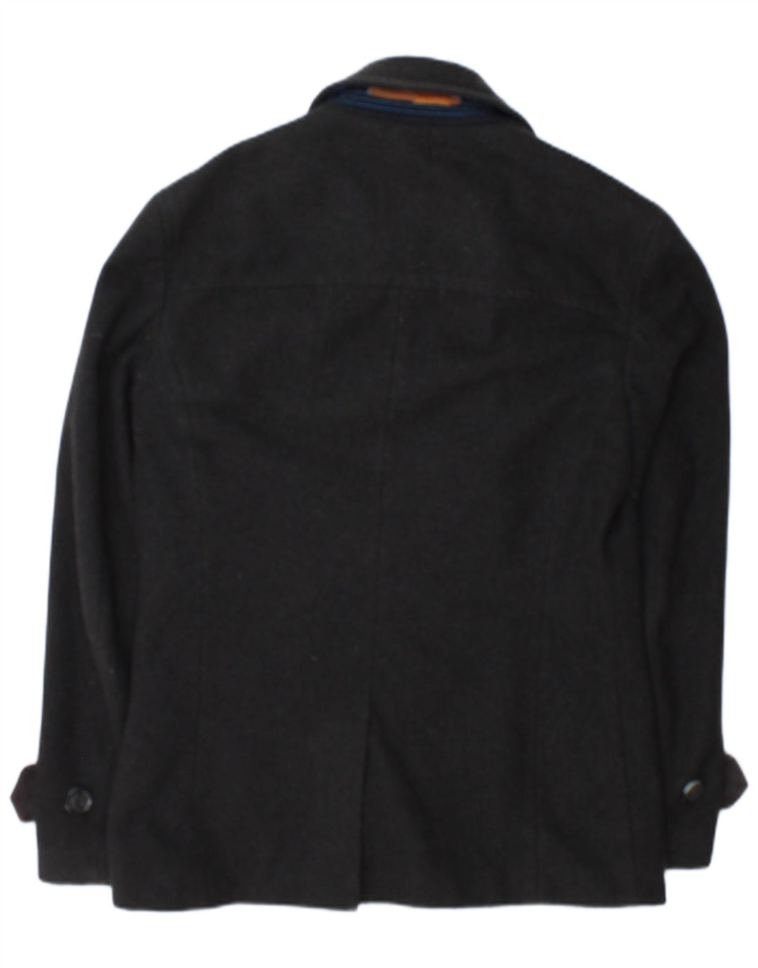 Superdry Mens Commodity Pea Coat UK 38 Medium Grey Wool