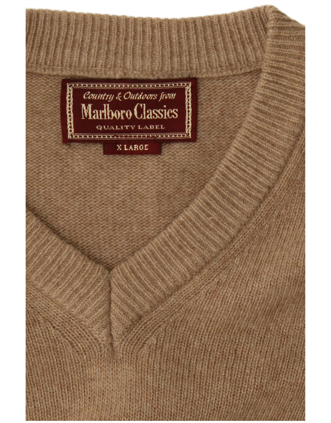 Ανδρικό πουλόβερ Marlboro Classics με V λαιμόκοψη XL Μπεζ μαλλί