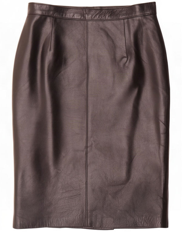 Vintage γυναικεία δερμάτινη φούστα IT 44 Medium W28 Μαύρη