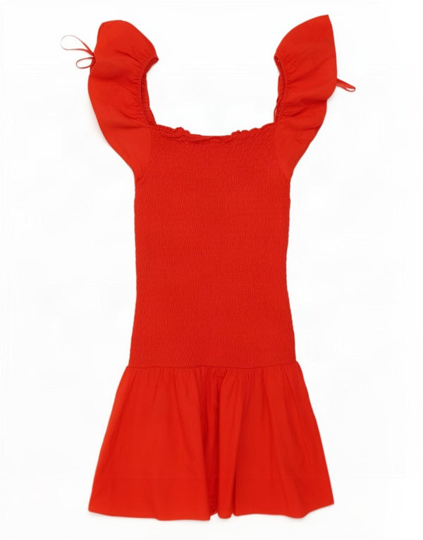 Zara Γυναικείο φόρεμα Off Shoulder UK 10 Small Red Cotton