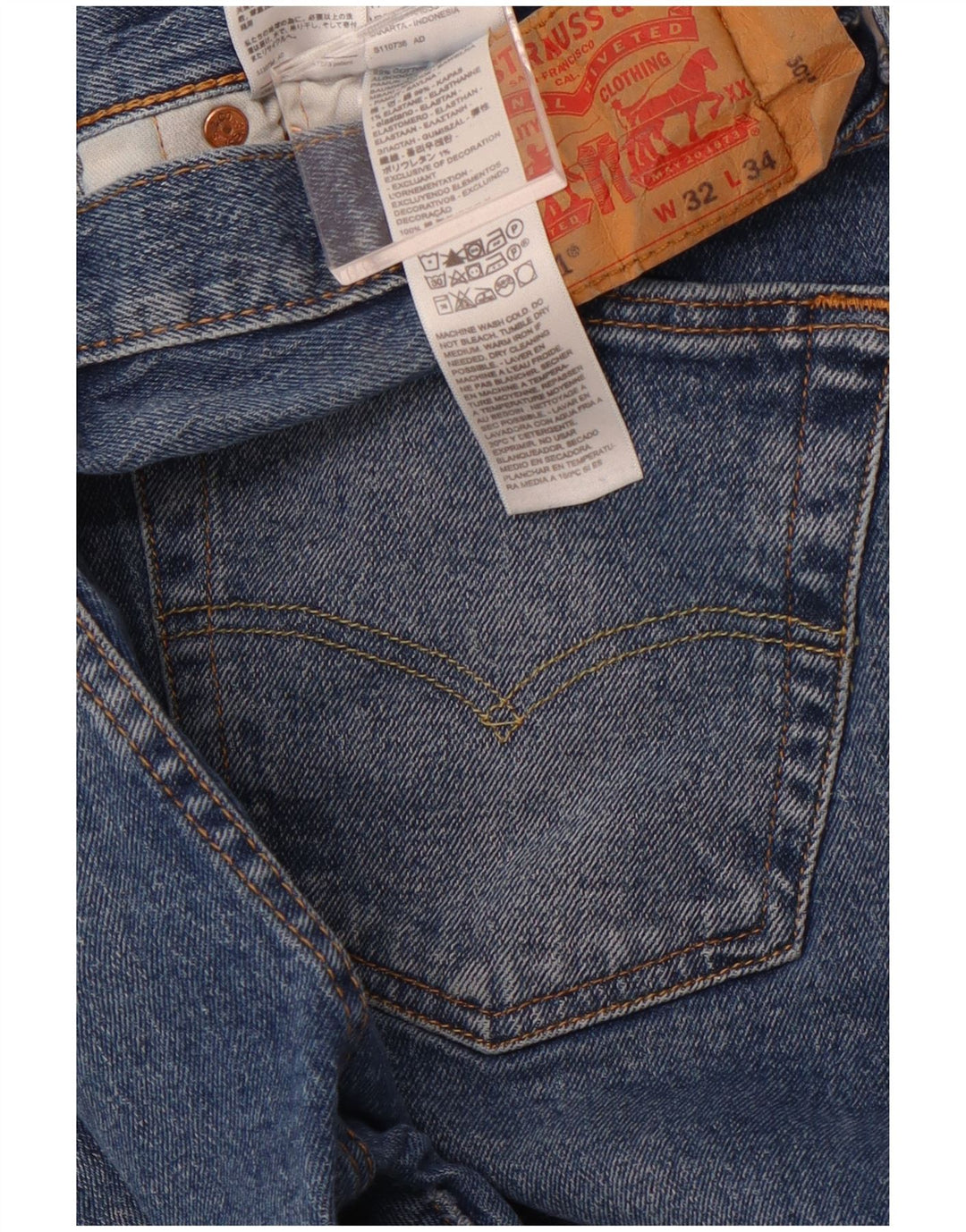 LEVI'S Ανδρικό τζιν 501 ίσιο W32 L34 Μπλε βαμβακερό