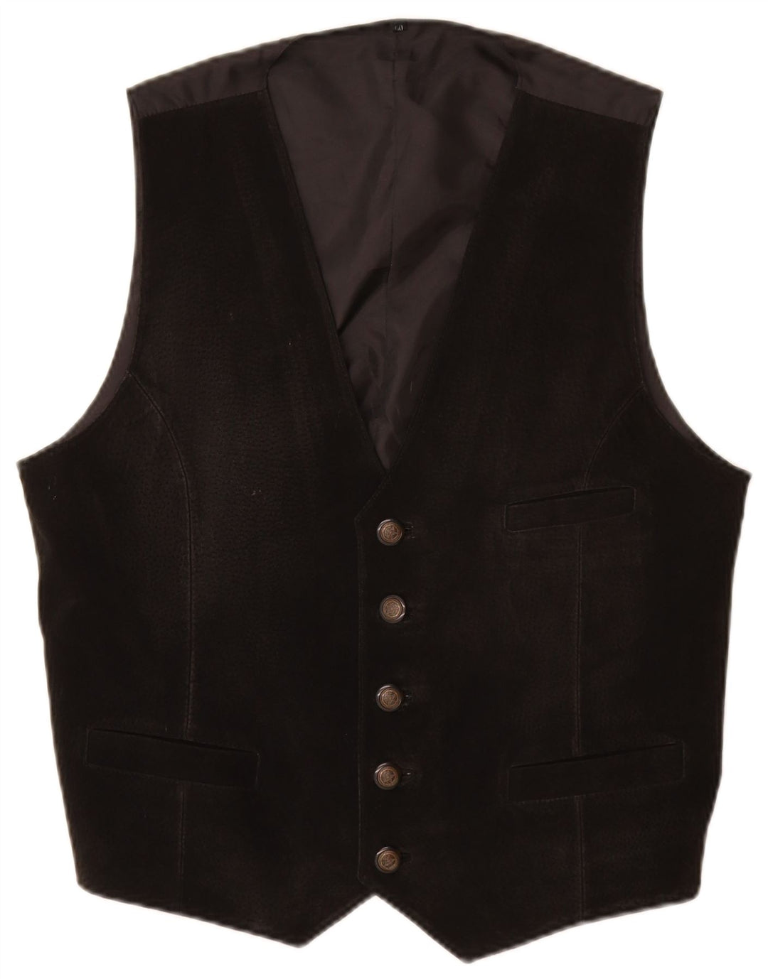 Vintage Ανδρικό Suede Γιλέκο UK 40 Medium μαύρο δέρμα