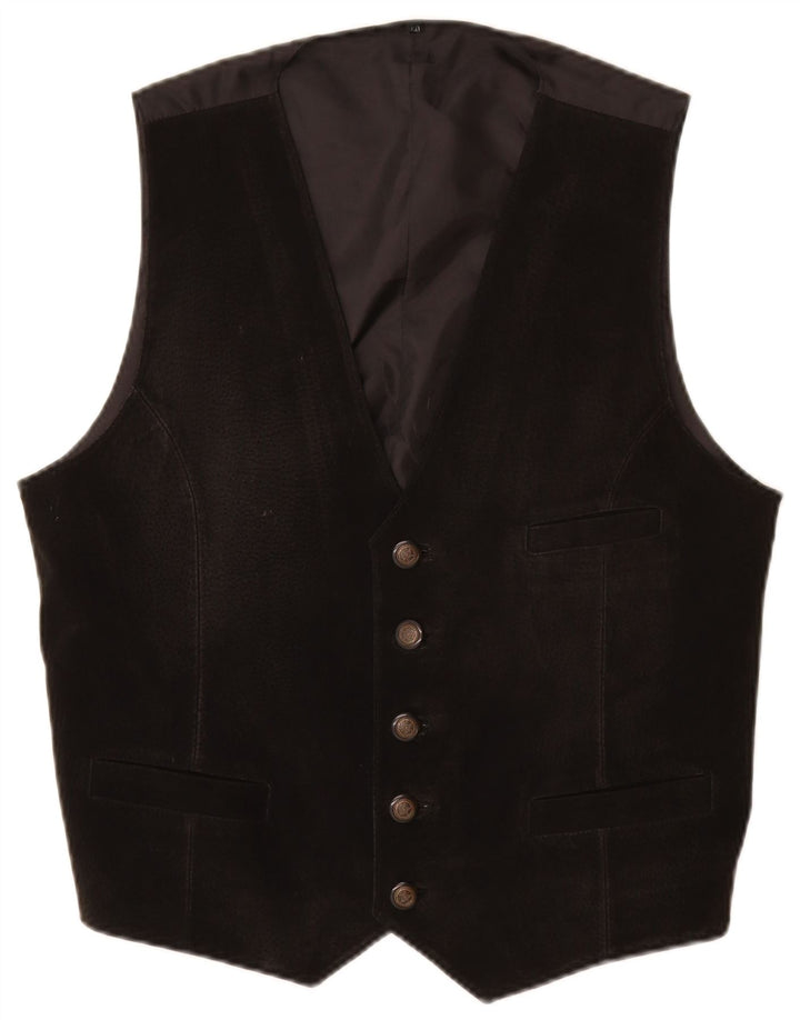 Vintage Ανδρικό Suede Γιλέκο UK 40 Medium μαύρο δέρμα