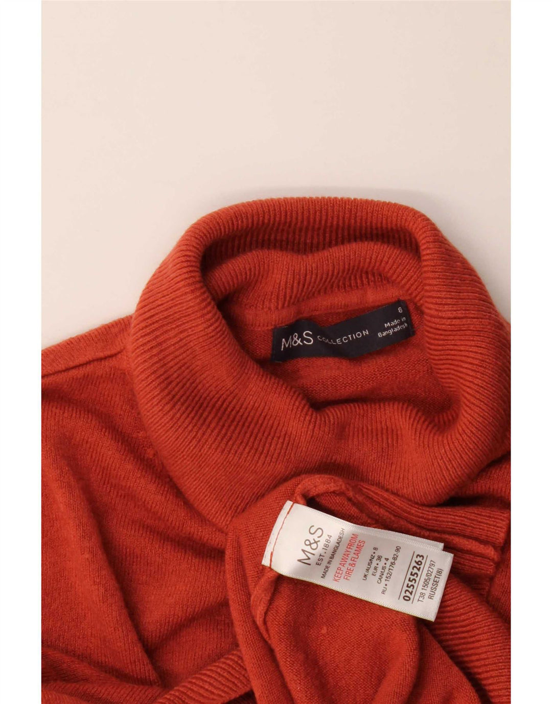 Marks & Spencer Γυναικείο πουλόβερ με ρολό λαιμόκοψη UK 8 μικρό κόκκινο ακρυλικό
