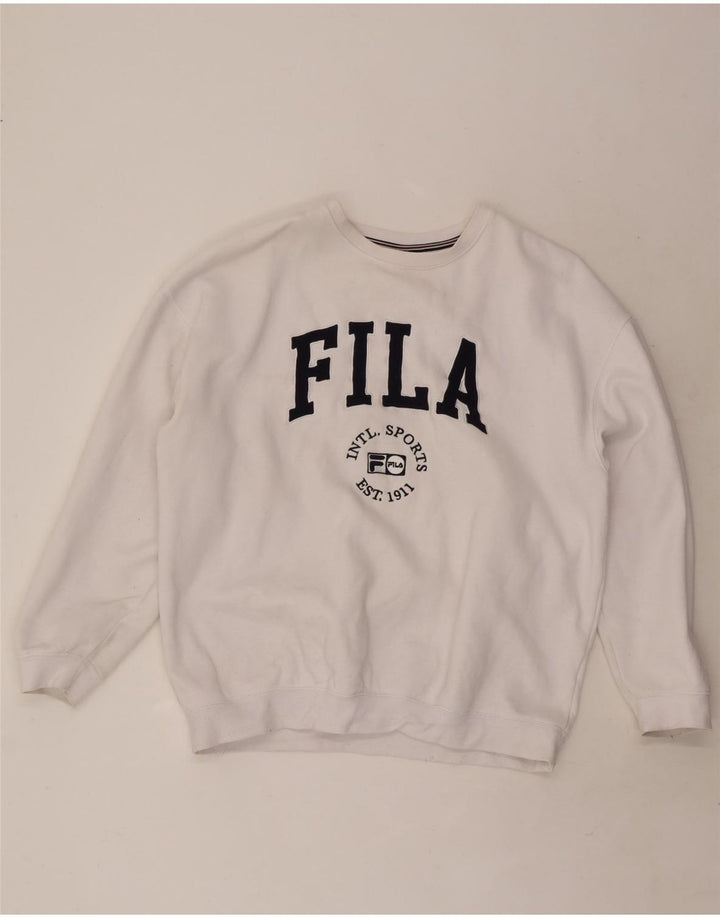 Ανδρικό γραφικό φούτερ Fila Jumper μεγάλο λευκό βαμβακερό