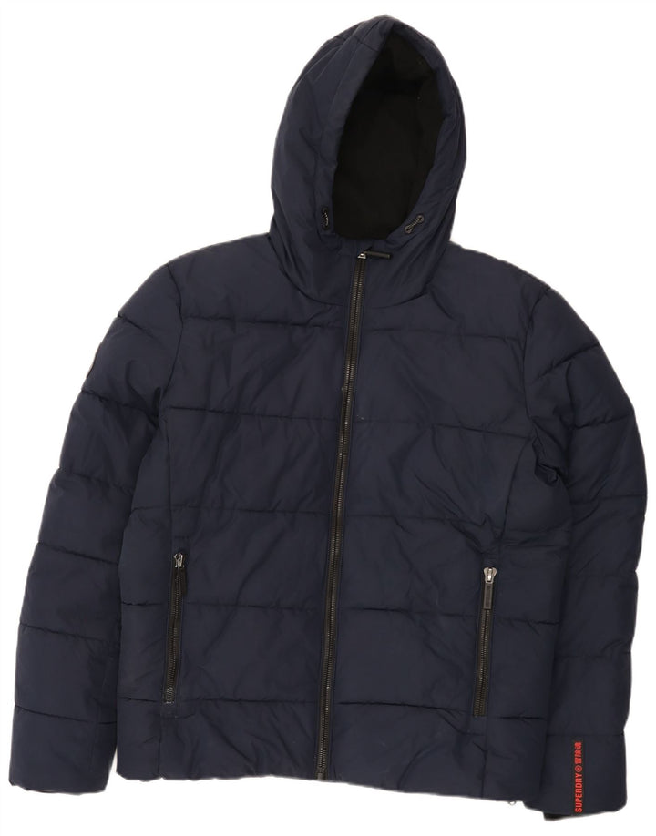 Superdry Ανδρικό μπουφάν με κουκούλα UK 38 Medium Navy Blue Polyester