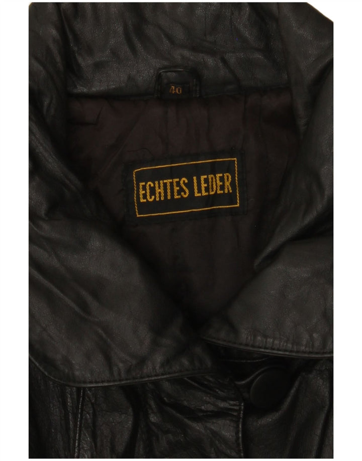 Vintage Γυναικείο Loose Fit Δερμάτινο παλτό EU 40 Medium Black Leather