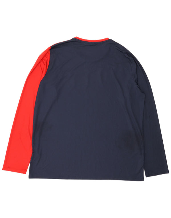 Ανδρικό γραφικό τοπ μακρυμάνικο Erima 3XL Navy Blue Colorblock Πολυεστέρας