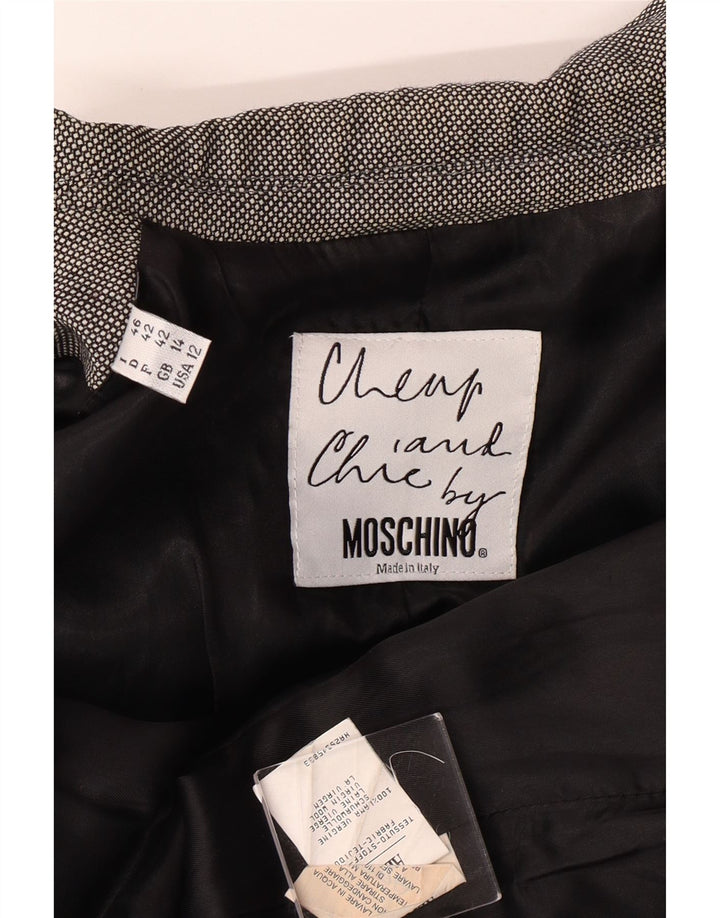 MOSCHINO Γυναικείο φθηνό και κομψό σακάκι blazer UK 14 Large Grey Classic