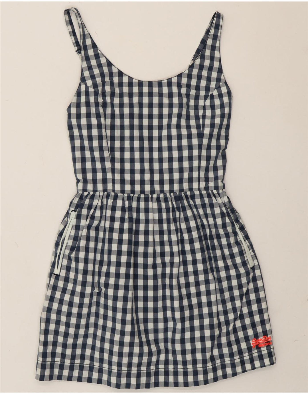 Superdry Γυναικείο Sundress UK 10 Small Navy Blue Gingham Cotton