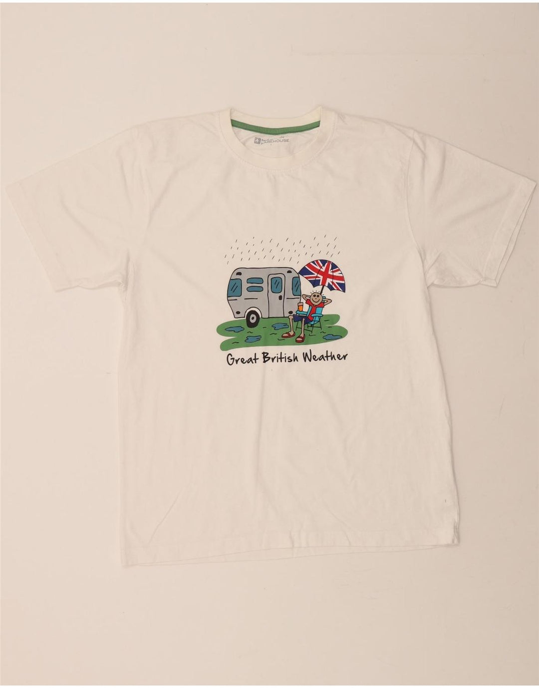 MOUNTAIN WAREHOUSE Mens Graphic T-Shirt Top Large White Cotton Vintage Mountain Warehouse and Second-Hand Mountain Warehouse from Messina Hembry 