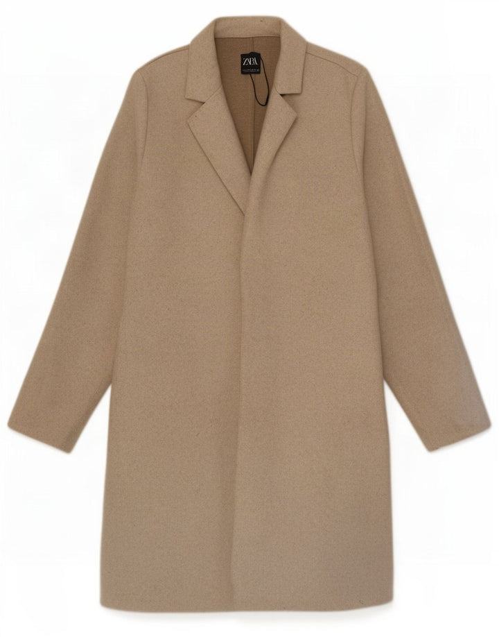 Zara Γυναικείο Ανοιχτό Πανωφόρι UK 10 Small Beige Polyester