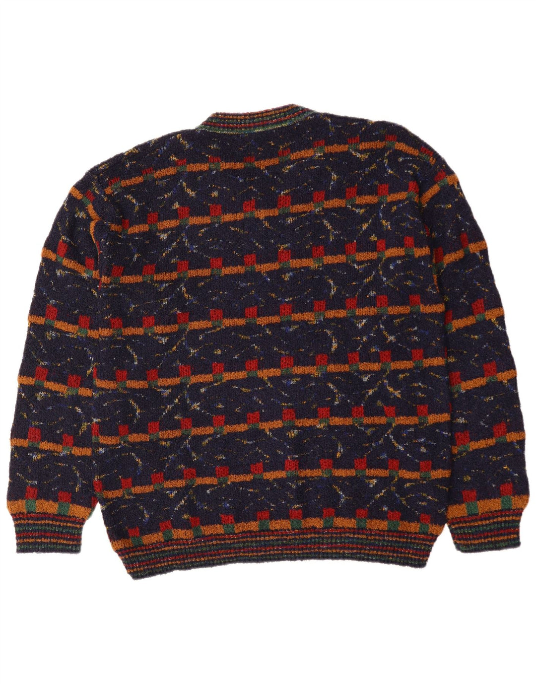 Ανδρικό πουλόβερ με λαιμόκοψη VNTAGE XL Γεωμετρικό μαλλί μπλε Navy