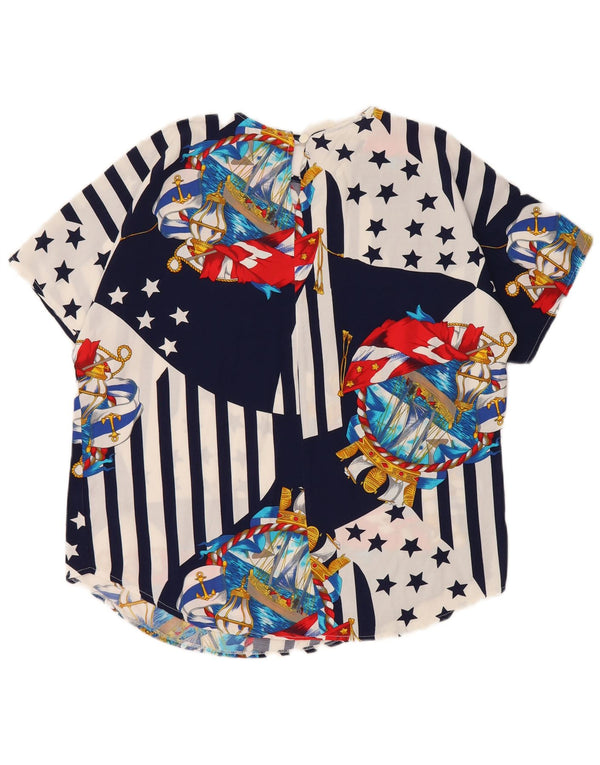 Γυναικεία μπλούζα VINTAGE Top UK 10/12 Medium Navy Blue Colourblock