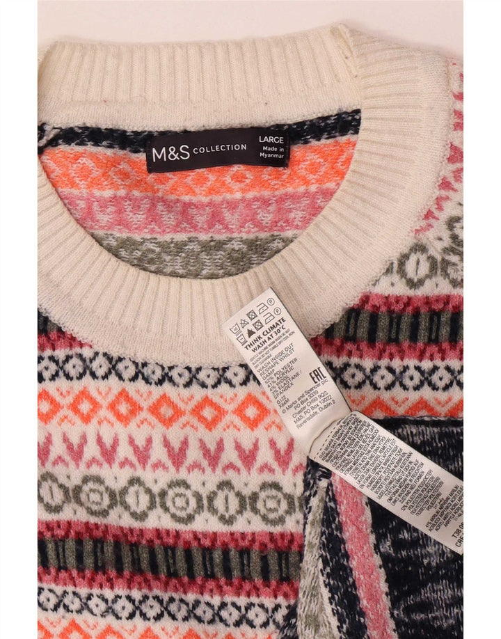 Marks & Spencer Ανδρικό πουλόβερ πουλόβερ με λαιμόκαυμα μεγάλο πολύχρωμο Fair Isle
