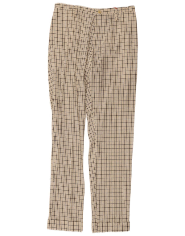 Vintage γυναικείο ίσιο παντελόνι Chino IT 44 Medium W30 L31 Off White Check