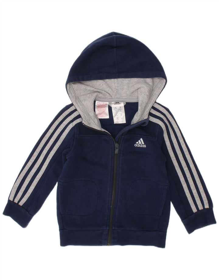 Adidas Boys Zip Hoodie πουλόβερ 2-3 ετών Navy Blue Cotton