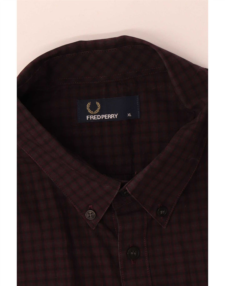 Fred Perry Ανδρικό πουκάμισο XL Μπορντό βαμβακερό