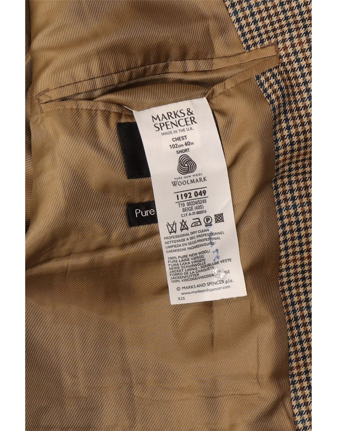 Marks & Spencer Ανδρικό σακάκι με 2 κουμπιά μπλέιζερ UK 40 μέτριο μπεζ μαλλί