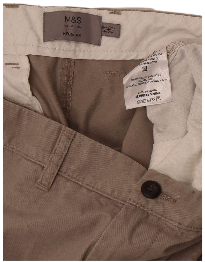 Marks & Spencer Ανδρικό παντελόνι Chino με κανονική εφαρμογή W34 L31 Γκρι βαμβακερό